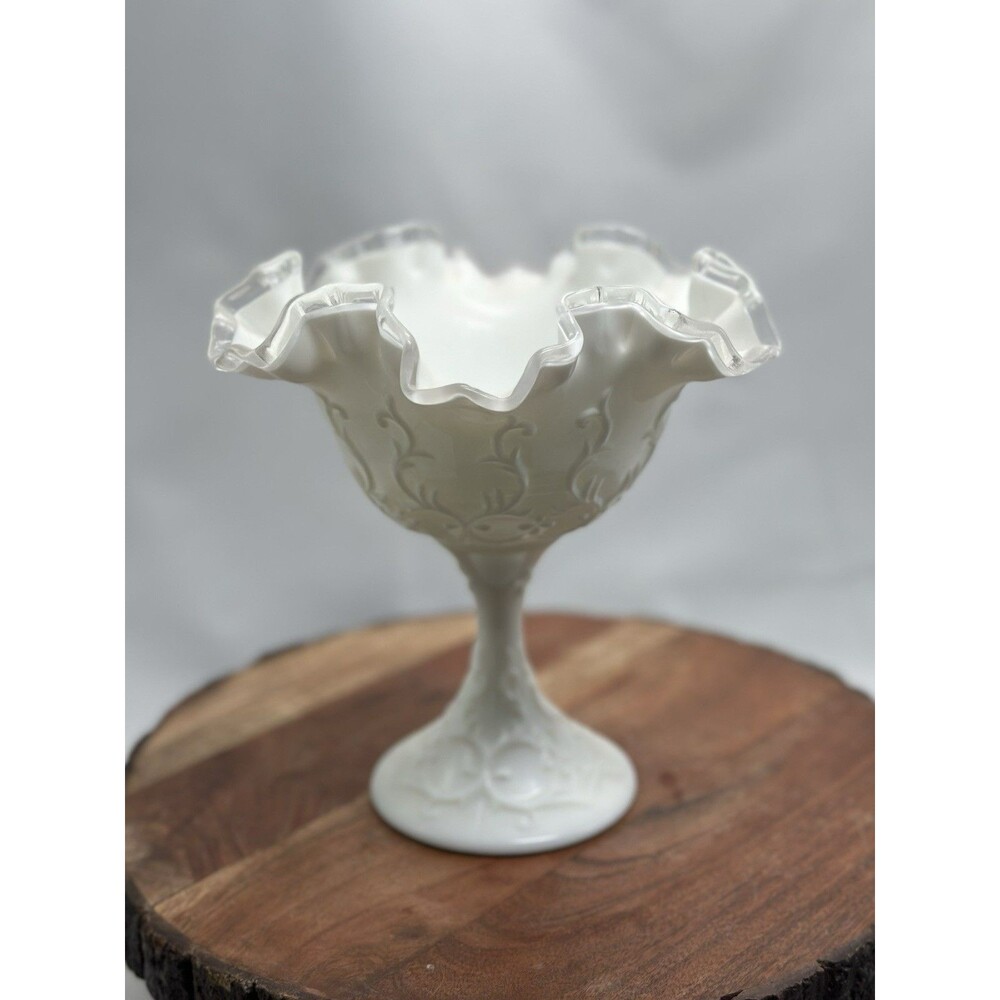 Fenton Silver Crest Spanish Lace Footed Compote Bowl/Candy Dish